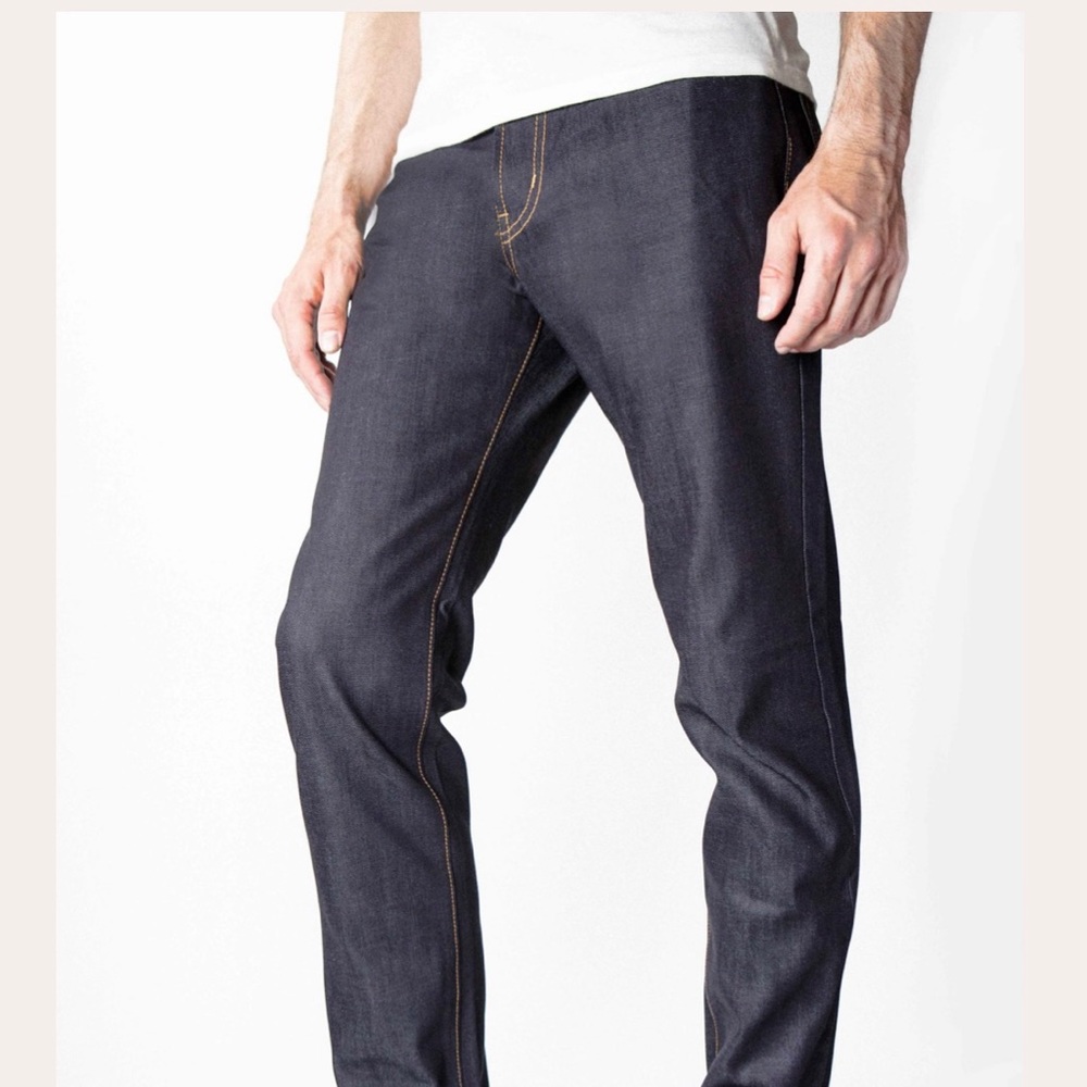 New! Clearance 🔥Mens Dark Blue Skinny Straight Denim Jean - Picture 2 of 6